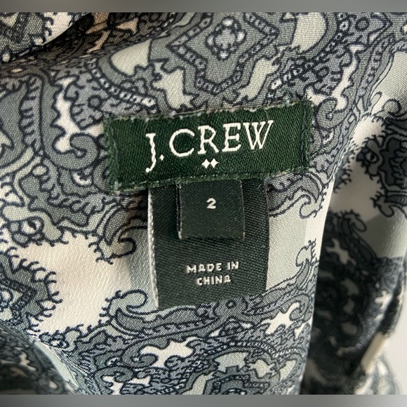 J.Crew Top Blouse Short Sleeve Geometric Pattern Size 2 - Picture 9 of 12